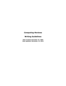 Computing Reviews  Writing Guidelines Date Created: December 22, 2004