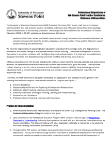Professional Dispositions of UW-Stevens Point Teacher Candidates: Statement of Dispositions