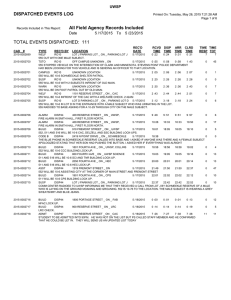 TOTAL EVENTS DISPATCHED:  111 DISPATCHED EVENTS LOG