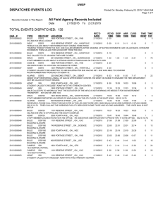 TOTAL EVENTS DISPATCHED:  135 DISPATCHED EVENTS LOG