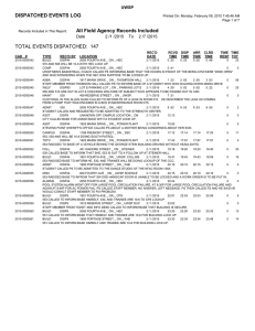 TOTAL EVENTS DISPATCHED:  147 DISPATCHED EVENTS LOG