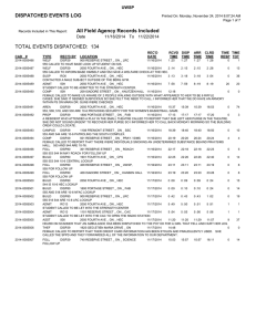 TOTAL EVENTS DISPATCHED:  134 DISPATCHED EVENTS LOG