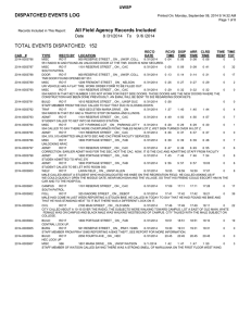 TOTAL EVENTS DISPATCHED:  152 DISPATCHED EVENTS LOG