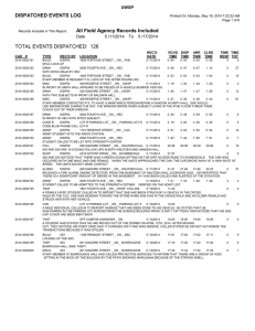 TOTAL EVENTS DISPATCHED:  126 DISPATCHED EVENTS LOG