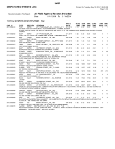 TOTAL EVENTS DISPATCHED:  132 DISPATCHED EVENTS LOG