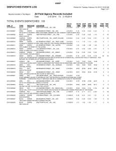 TOTAL EVENTS DISPATCHED:  133 DISPATCHED EVENTS LOG