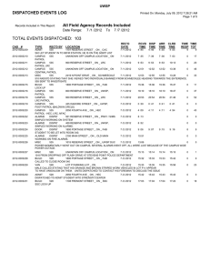 TOTAL EVENTS DISPATCHED:  103 DISPATCHED EVENTS LOG