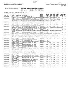 TOTAL EVENTS DISPATCHED:  147 DISPATCHED EVENTS LOG