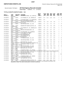 TOTAL EVENTS DISPATCHED:  130 DISPATCHED EVENTS LOG