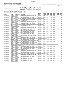 TOTAL EVENTS DISPATCHED:  186 DISPATCHED EVENTS LOG