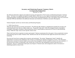 Inventory and Monitoring Programs’ Summary Matrix Accompanying Explanations