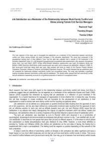 Job Satisfaction as a Moderator of the Relationship between Work-Family... Stress among Female Civil Service Managers