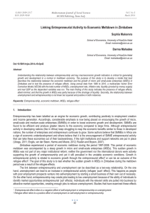 Linking Entrepreneurial Activity to Economic Meltdown in Zimbabwe Sophia Mukorera