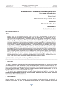 External Assistance and Albanian Citizens Perceptions about Effectiveness of Coordination Mimoza Zeneli