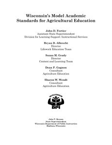 Wisconsin’s Model Academic Standards for Agricultural Education
