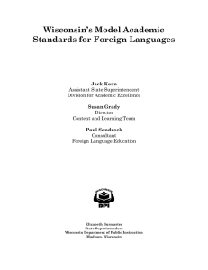 Wisconsin’s Model Academic Standards for Foreign Languages