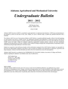 Undergraduate Bulletin 2011 – 2012 Alabama Agricultural and Mechanical University