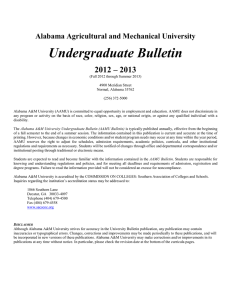 Undergraduate Bulletin 2012 – 2013 Alabama Agricultural and Mechanical University