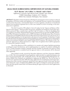 LEGAL ISSUES SURROUNDING IMPORTATION OF NATURAL ENEMIES B.I.P. Barratt, J.M. Cullen, A. Moeed,