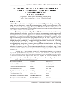 SUCCESSES AND CHALLENGES IN AUGMENTATIVE BIOLOGICAL CONTROL IN OUTDOOR AGRICULTURAL APPLICATIONS: