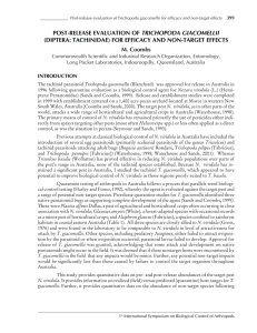 POST-RELEASE EVALUATION OF TRICHOPODA GIACOMELLII (DIPTERA: TACHINIDAE) FOR EFFICACY AND NON-TARGET EFFECTS