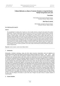 Fallback Methods as a Basis of Customs Valuation on Imported... Reality Facing Rules and Laws Teuta Balliu Mediterranean Journal of Social Sciences