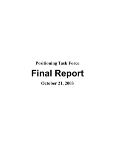 Final Report  Positioning Task Force October 21, 2003