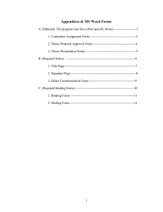 Appendices &amp; MS Word Forms