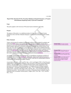 1-21-2016 Regent Policy Document 20-XX: Procedures Relating to Financial Emergency or... Discontinuance Requiring Faculty Layoff and Termination.