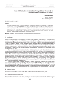 Transport Infrastructure Investment and Transport Sector Productivity on