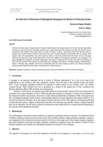 An Overview of Dismissal of Managerial Employees for Breach of... Konanani Happy Raligilia Kola O. Odeku Mediterranean Journal of Social Sciences