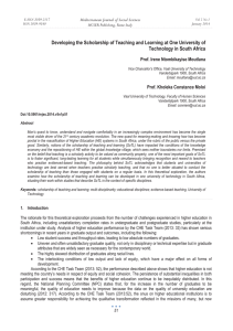 Developing the Scholarship of Teaching and Learning at One University... Technology in South Africa Prof. Irene Ntombikayise Moutlana