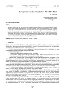 Development of Education during the Years 1944 - 1948 in... Dr. Bedri Kola Mediterranean Journal of Social Sciences