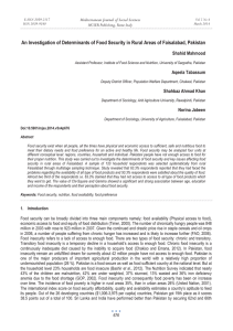 An Investigation of Determinants of Food Security in Rural Areas... Shahid Mahmood Mediterranean Journal of Social Sciences
