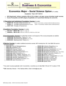 – Social Science Economics  Major Option