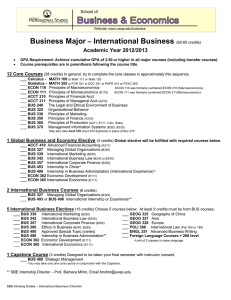 Business Major International Business –