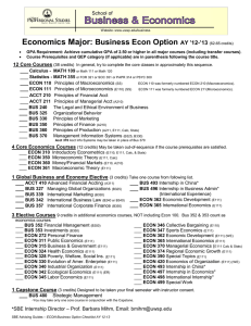 Economics Major: Business Econ Option  AY ’12-’13