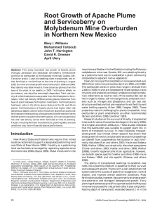 Root Growth of Apache Plume and Serviceberry on Molybdenum Mine Overburden