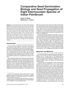 Comparative Seed Germination Biology and Seed Propagation of Eight Intermountain Species of