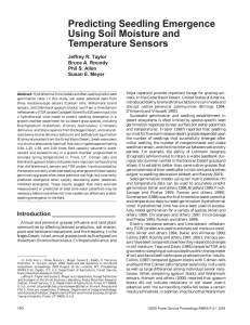 Predicting Seedling Emergence Using Soil Moisture and Temperature Sensors Jeffrey R. Taylor