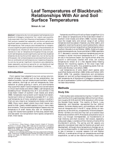 Leaf Temperatures of Blackbrush: Relationships With Air and Soil Surface Temperatures