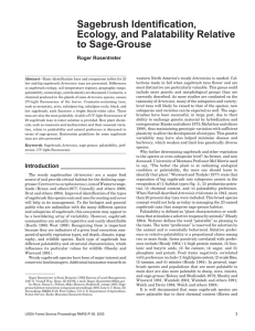 Sagebrush Identification, Ecology, and Palatability Relative to Sage-Grouse Roger Rosentreter