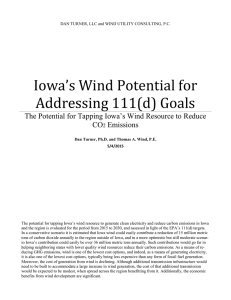 Iowa’s Wind Potential for Addressing 111(d) Goals