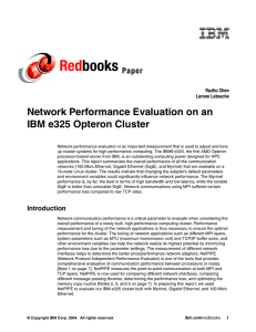 Red books Network Performance Evaluation on an IBM e325 Opteron Cluster