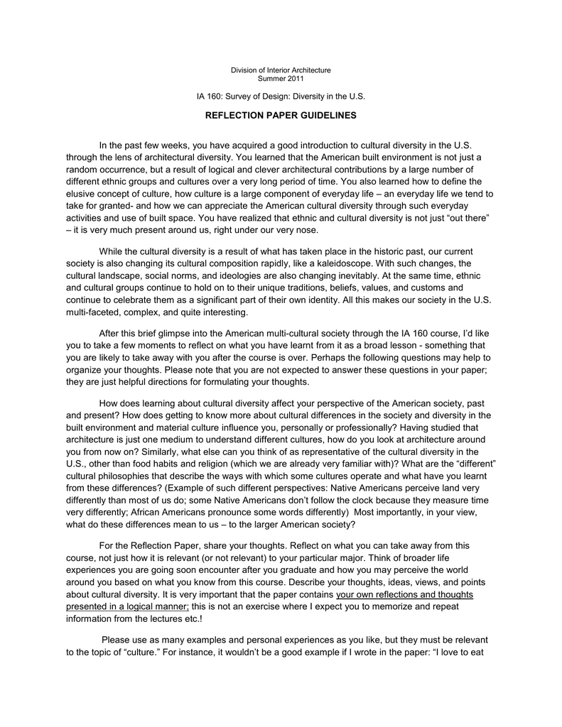 REFLECTION PAPER GUIDELINES