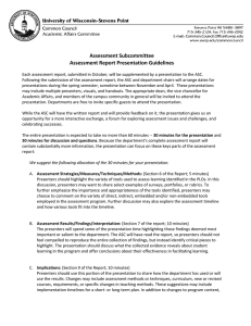 Assessment Subcommittee Assessment Report Presentation Guidelines