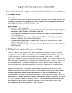 Department of Psychology Assessment Report 2014