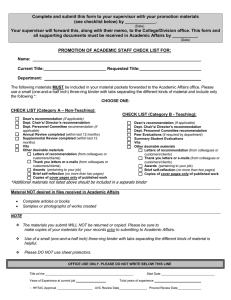 Complete and submit this form to your supervisor with your... (see checklist below) by