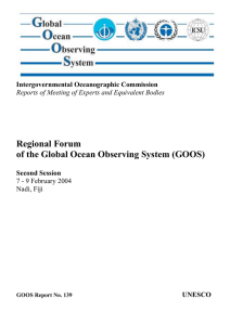 Regional Forum of the Global Ocean Observing System (GOOS) Intergovernmental Oceanographic Commission