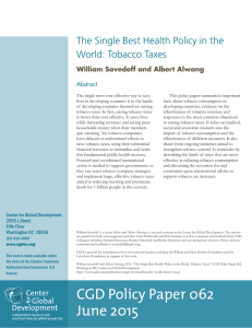 The Single Best Health Policy in the World: Tobacco Taxes Abstract